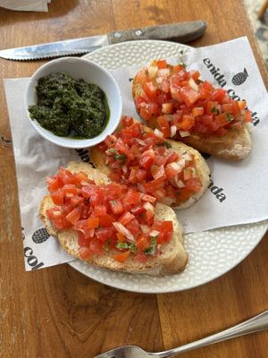 Bruschetta (with extra pesto)    at Penida Colada Beach Bar in Penida Island