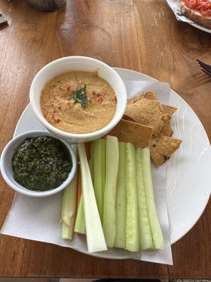 Hummus (with extra pesto)    at Penida Colada Beach Bar in Penida Island