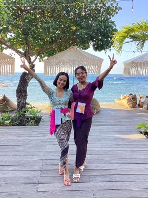 wonderful team on the deck at Penida Colada Beach Bar in Penida Island