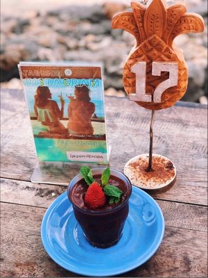 Vegan Chocolate chia mousse at Penida Colada Beach Bar in Penida Island