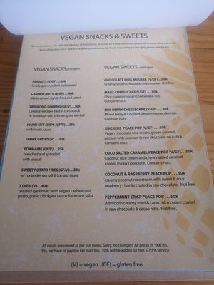 Vegan snacks and sweets at Penida Colada Beach Bar in Penida Island