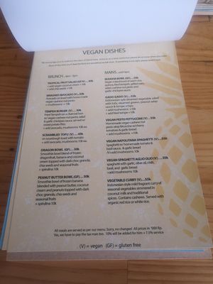 Vegan dishes at Penida Colada Beach Bar in Penida Island