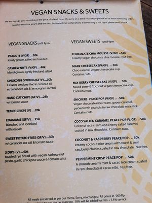 All vegan at Penida Colada Beach Bar in Penida Island