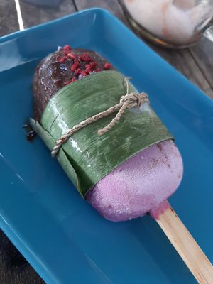 Coconut Raspberry Peace Pop at Penida Colada Beach Bar in Penida Island