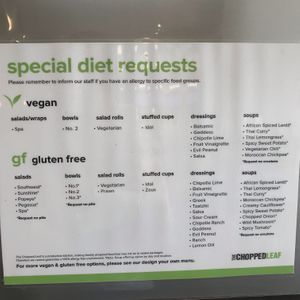 Special diet requests at The Chopped Leaf in Dawson Creek