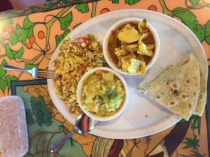 Tofu scramble with two sides. at Annapurna's World Vegetarian Cafe - 4th St in Albuquerque