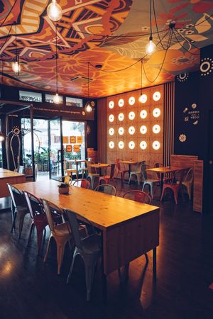 stylish interior at Flower Burger in Florence