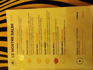 The meny at Flower Burger in Florence