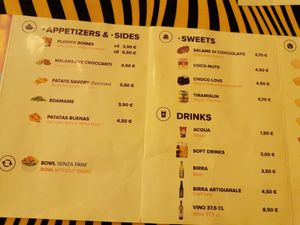 The menu at Flower Burger in Florence