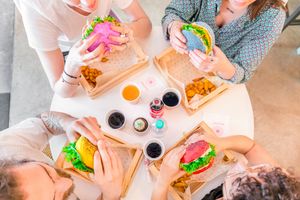the original rainbow flower burger! at Flower Burger in Florence