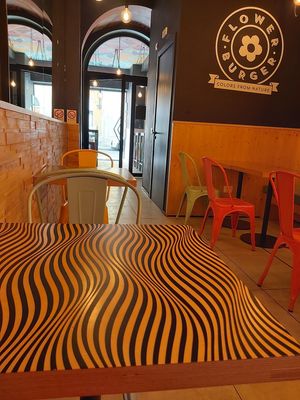 Wild table tops at Flower Burger in Florence