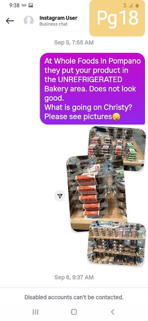 Texts with Chef Christy thru INSTAGRAM Direct Message at Whole Foods Market in Fort Lauderdale