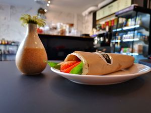 Kebab wrap. The best vegan Kebab I have had! Good mixture of fresh ingredients. at Gottsunda in Stockholm