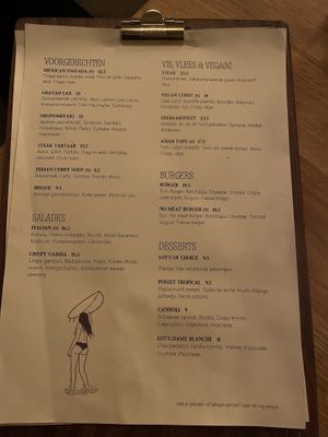 Menu  at Lot en de Walvis in Leiden
