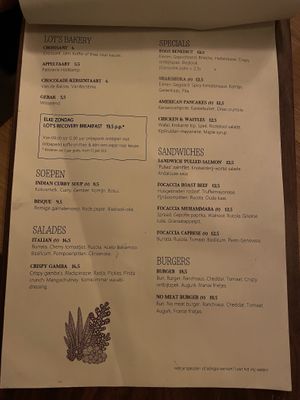 Menu  at Lot en de Walvis in Leiden