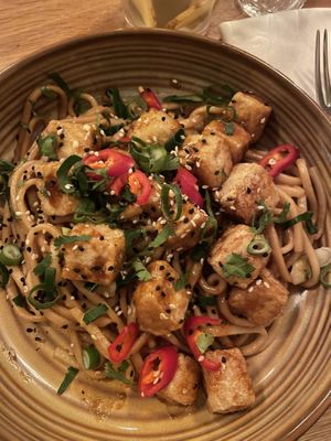 Noodles and tofu  at Lot en de Walvis in Leiden