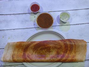 Potato Filled Rice Cake (dosa)  at VEGZ in Washington