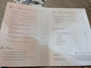 Menu  at Bluebirds in the Backyard in Dordrecht