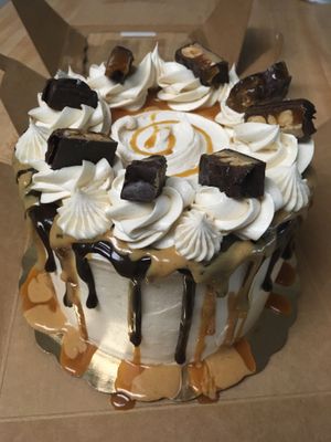 Peanut, chocolate, caramel cake at Moonflower Bakery in Dublin
