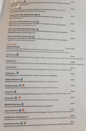 Menu 2 at Sesame in Valletta