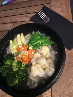 Vegetarian udon noodles, vegan also, most popular dish at Sesame in Valletta