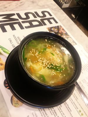 Veggie and vegan wonton soup, tasty at Sesame in Valletta