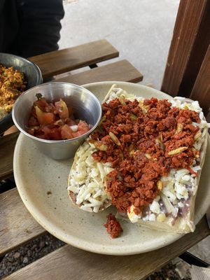  Mollete with chorizo   at Café Vegetal in Mexico City