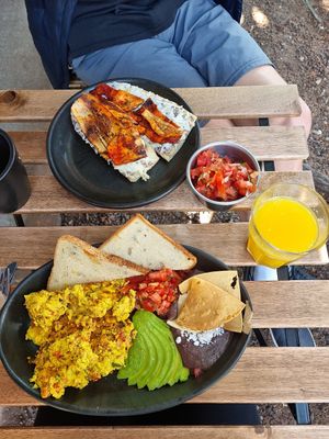 Tofu scramble and sandwich at Café Vegetal in Mexico City