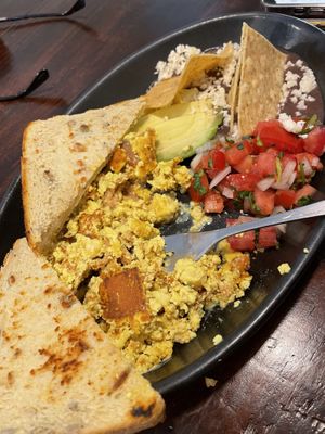 Tofu revuelto  at Café Vegetal in Mexico City