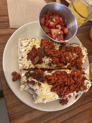 Paquete molletes at Café Vegetal in Mexico City