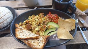 Paquete de tofu revuelto at Café Vegetal in Mexico City