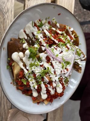 Chipotle chilaquiles at Café Vegetal in Mexico City
