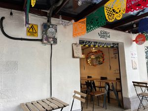 Entrance at Café Vegetal in Mexico City