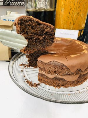 Amo este pastel de chocolate  at Café Vegetal in Mexico City