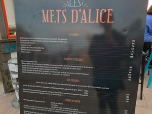 Menu at Les Mets d'Alice in Seignosse