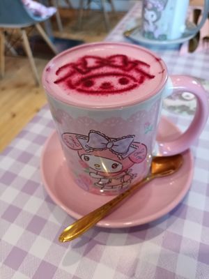 My melody Sakura blossom latte at ARTBOX in Brighton
