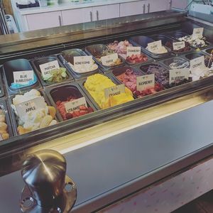 Takeaway ice cream selection - the front row is all vegan. at ARTBOX in Brighton