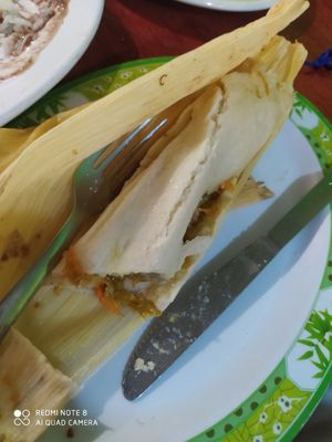 Tamal de maíz de flor de calabaza at Gold Taco in Mexico City