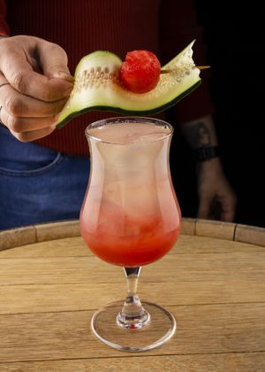 Spring Menu 2022
"Sandia Margarita"
Hollow Spirits Silver Agave |
Hollow Spirits Orange Liqueur | Watermelon Juice | Lime Juice Sage Simple Syrup | Muddled 
Cucumber
 at Hollow Spirits Distillery in Albuquerque