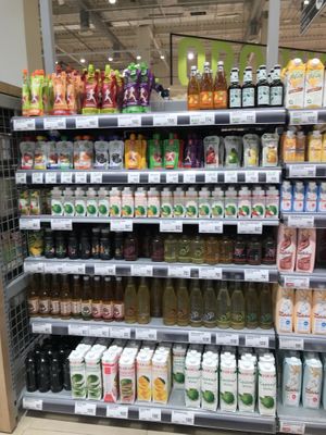 Plant based drinks at Globus in Moscow