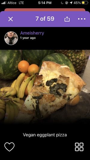 Vegan eggplant pizza  at 3 Brothers of Rockville Center in Rockville Centre