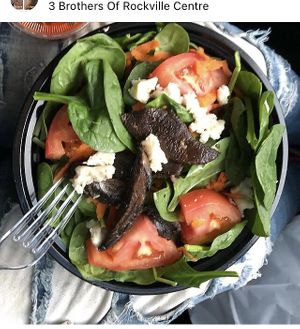 Baby spinach mushroom salad  at 3 Brothers of Rockville Center in Rockville Centre