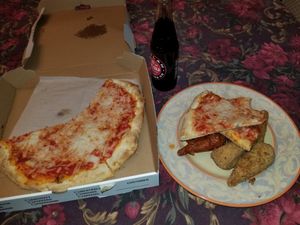 Pizza, vegan chicken wings and mozzarella sticks at 3 Brothers of Rockville Center in Rockville Centre