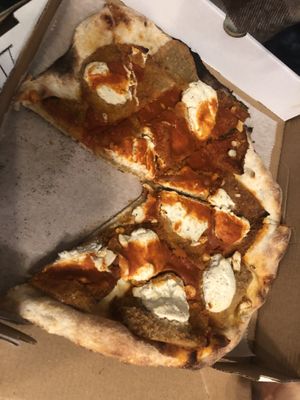 Vegan eggplant pizza pie 
Buy one get one free  at 3 Brothers of Rockville Center in Rockville Centre