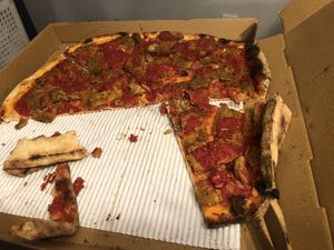 Vegan pie no vegan cheese with eggplant   at 3 Brothers of Rockville Center in Rockville Centre