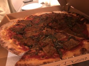 One large vegan pie, no cheese, with eggplant oregano and basil   at 3 Brothers of Rockville Center in Rockville Centre