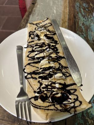 Vegan chocolate banana pancakes  at Sam's Art Cafe in Jodhpur