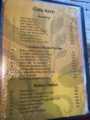 Menu 4 at Sam's Art Cafe in Jodhpur