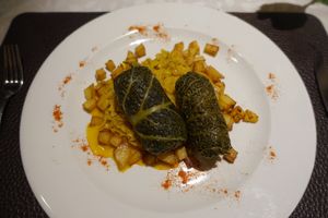 Hauptgericht - Wirsingrouladen mit Grünkern at Grünzeug in St Leonhard Im Pitztal