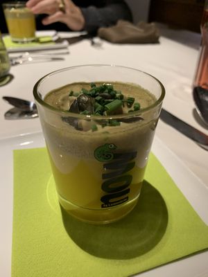 Pumpkin coconut milk soup at Grünzeug in St Leonhard Im Pitztal